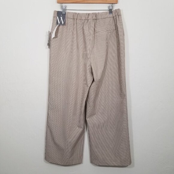 NWT Worthington Ivory Brown High Rise Wide Leg Cropped Pants Size L - Picture 3 of 5